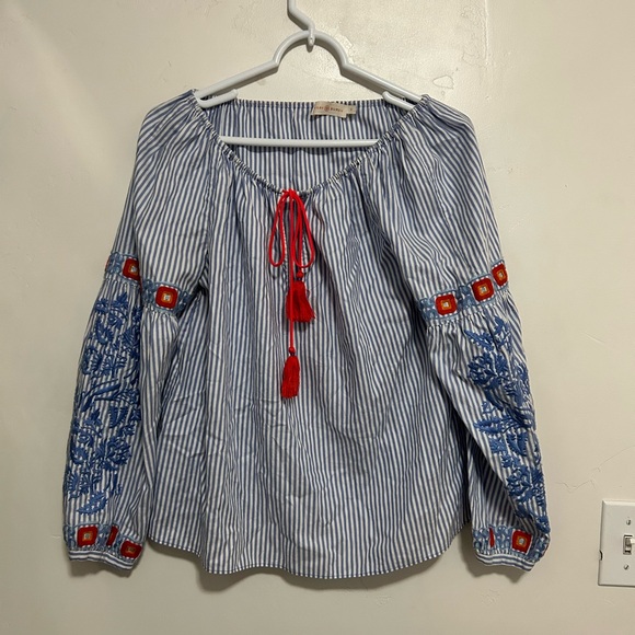 Tory Burch Madison peasant‎ blouse embroidered top size 6 - Picture 6 of 11